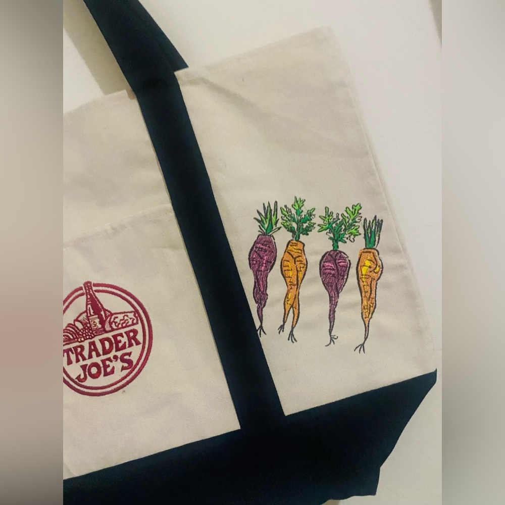 NWT Trader Joe's canvas tote with embroidery - Picture 5 of 12